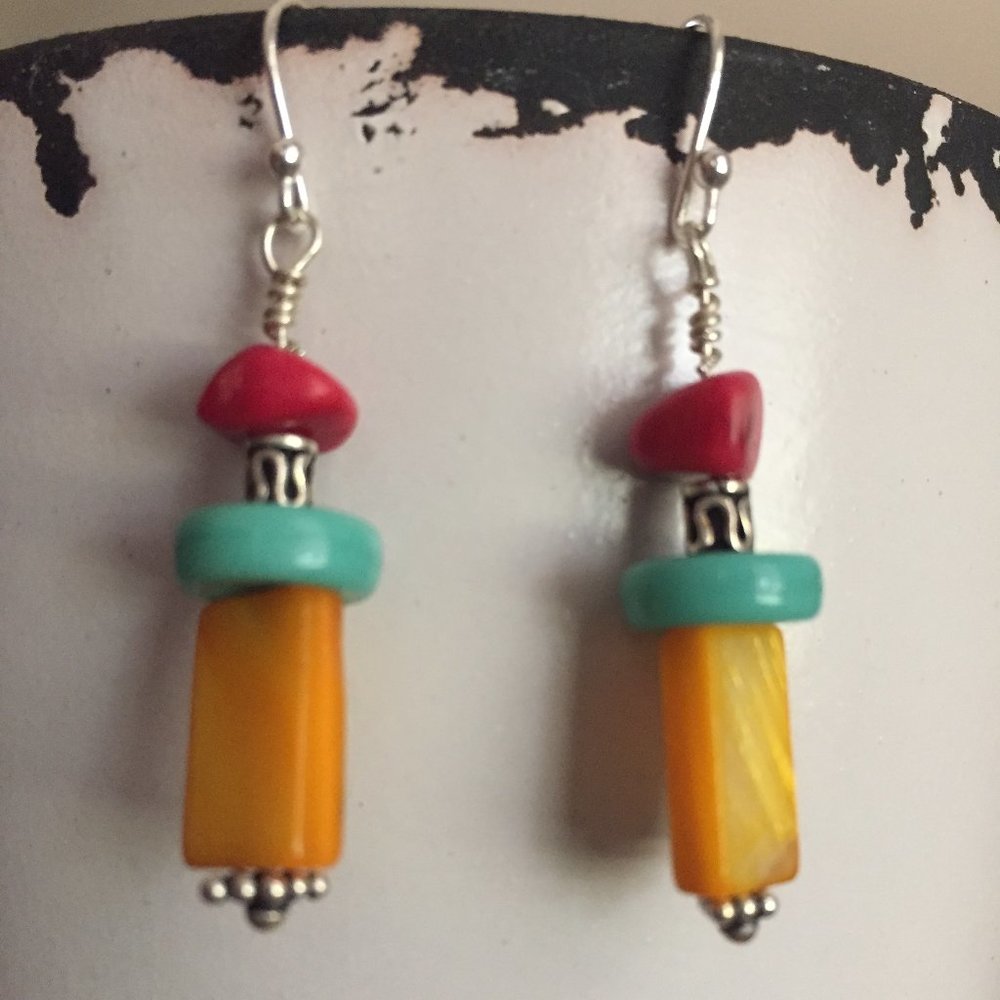 925 SS Organic Style Dangle Earrings - Picture 3 of 5